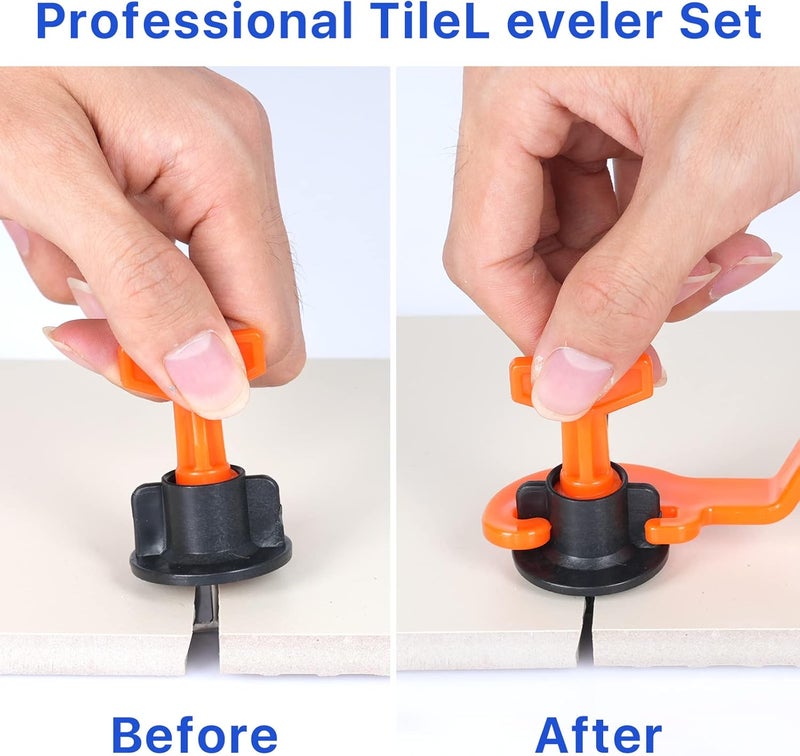 Threetwone Reusable 1/16" Tile Leveling System Kit (300pcs) w/ 1500 1/8" Cross Spacers + 6 Wrenches & 40 Steel Pins - Professional Floor Installation Tools (300, 1/8) - Image 5